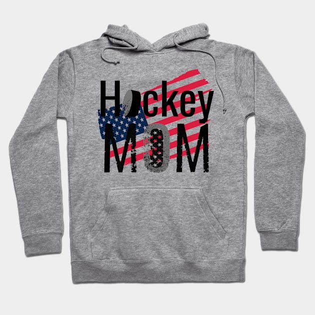 Hockey Mom with the American Flag Hoodie by M Dee Signs